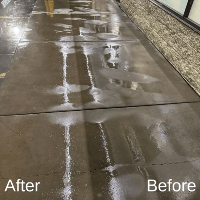 Commercial sidewalk pressure washing